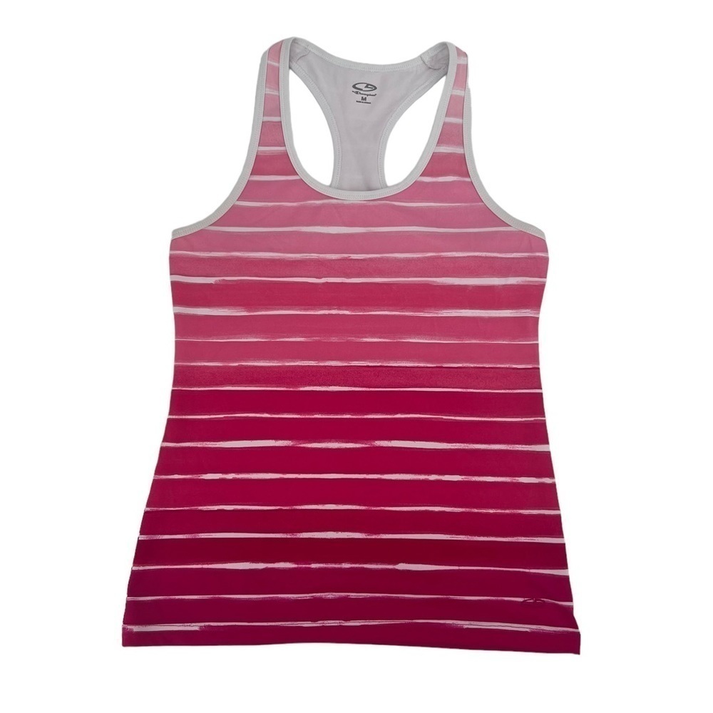 Champion Pink Striped Racerback Dri Fit Tank Top Size Medium Women's